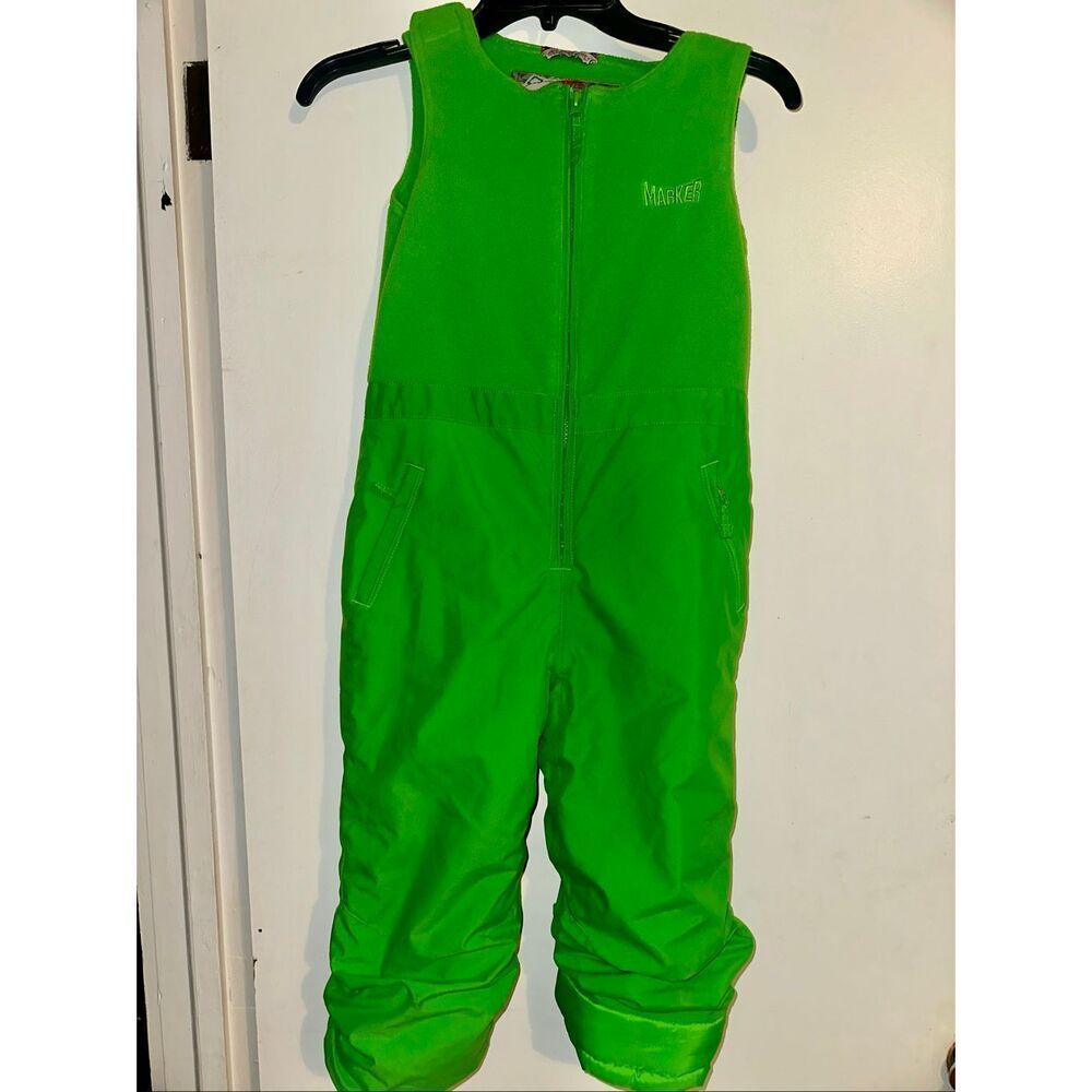 Marker Ski Snowboard Snow Lined Adjustable Waist Pants in green youth size 6